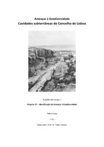 Capa de Ameaças à Geodiversidade Cavidades subterrâneas do Concelho de Lisboa
